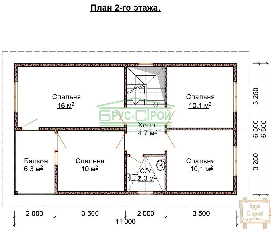 Проект дома из бруса 6,5х11 - Гатчина